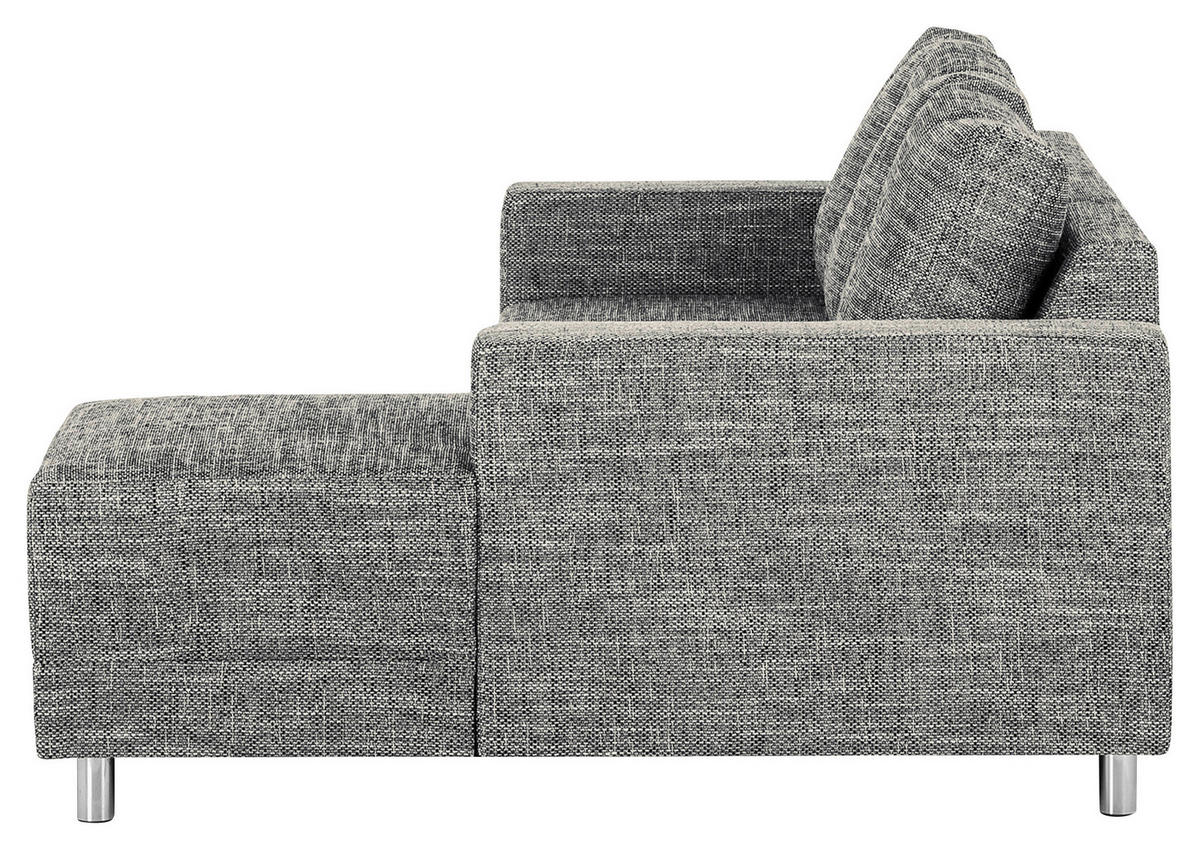 ECKSOFA in Struktur Grau  - Chromfarben/Grau, Design, Textil/Metall (200/144cm) - MID.YOU