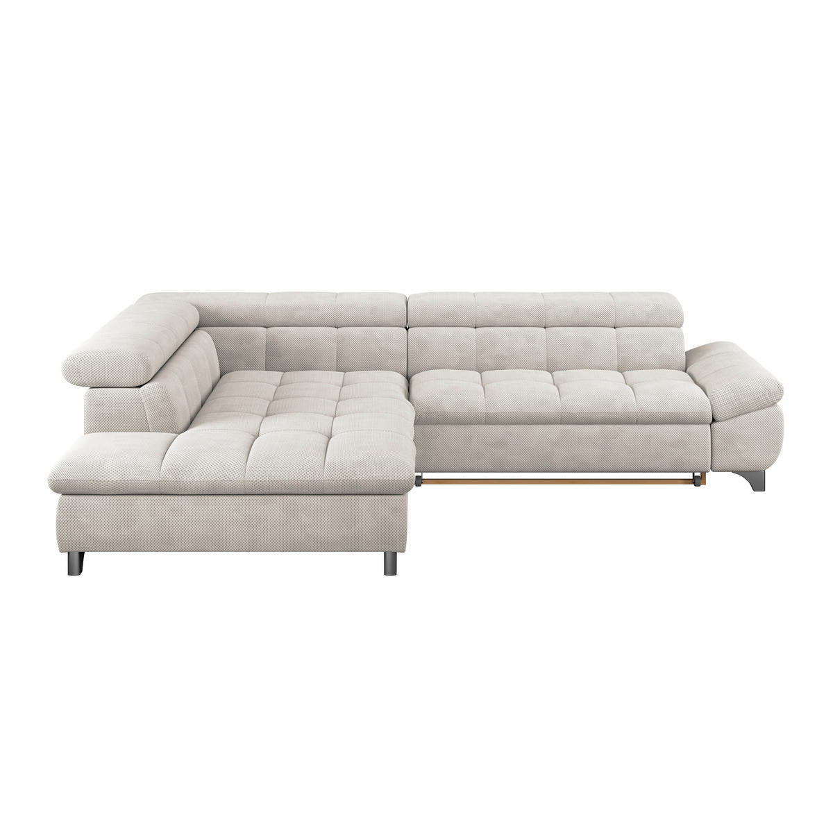 ECKSOFA Creme Chenille  - Chromfarben/Creme, KONVENTIONELL, Textil/Metall (234/312cm) - Livetastic