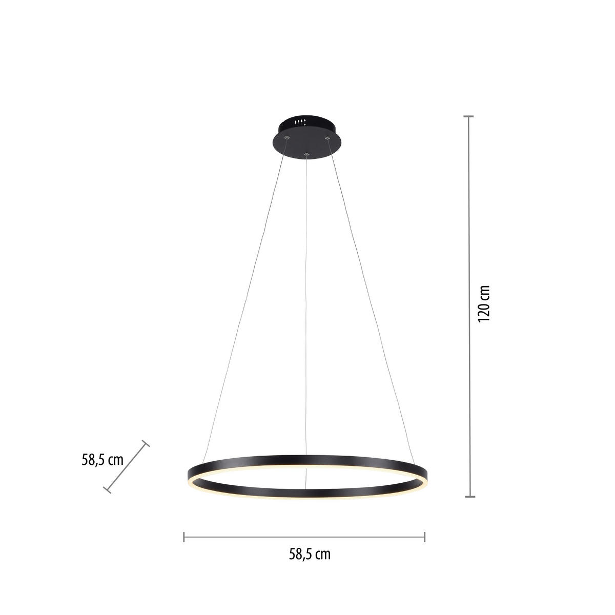LED-HÄNGELEUCHTE 58,5/58,5/120 cm   - Anthrazit, Design, Kunststoff/Metall (58,5/58,5/120cm)