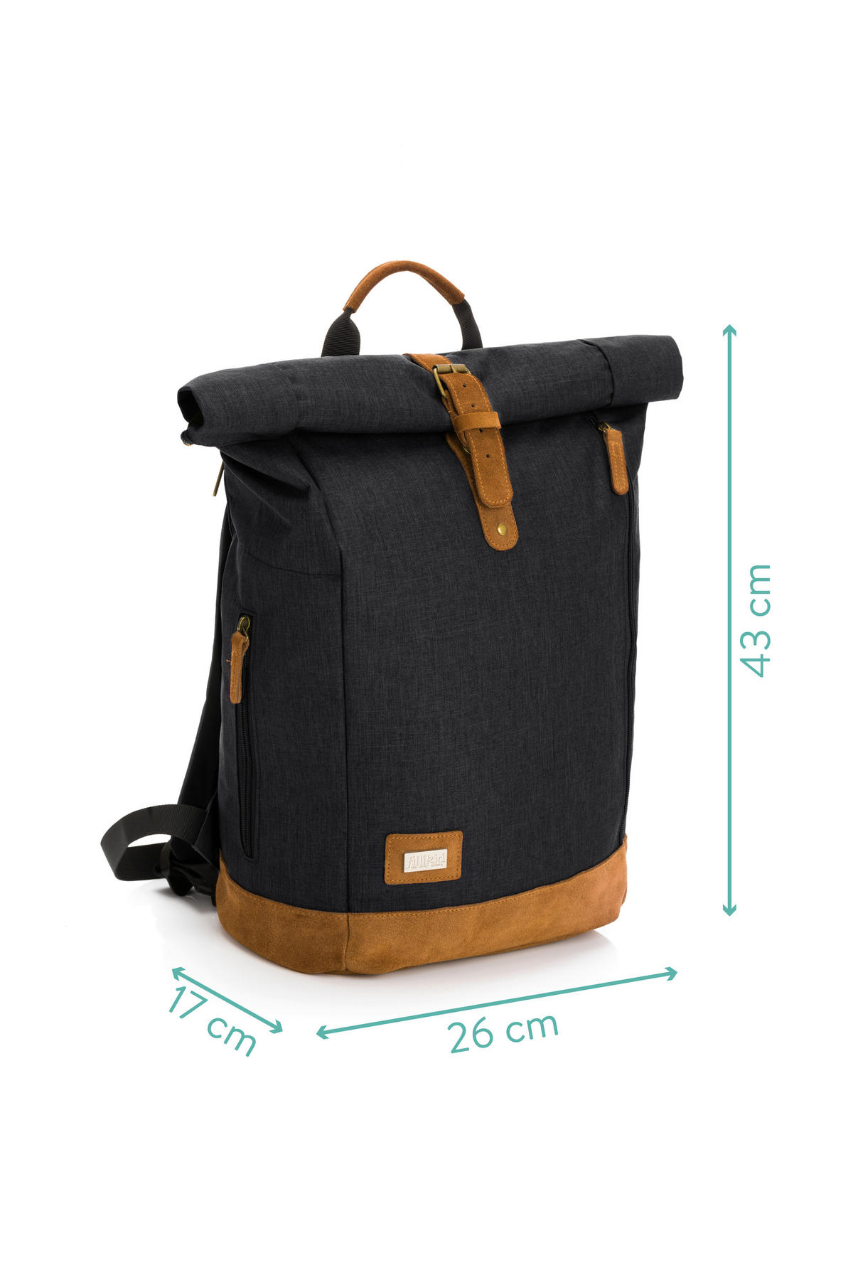 WICKELRUCKSACK Berlin  - Schwarz/Braun, Basics, Leder/Textil (28/16/55cm) - Fillikid