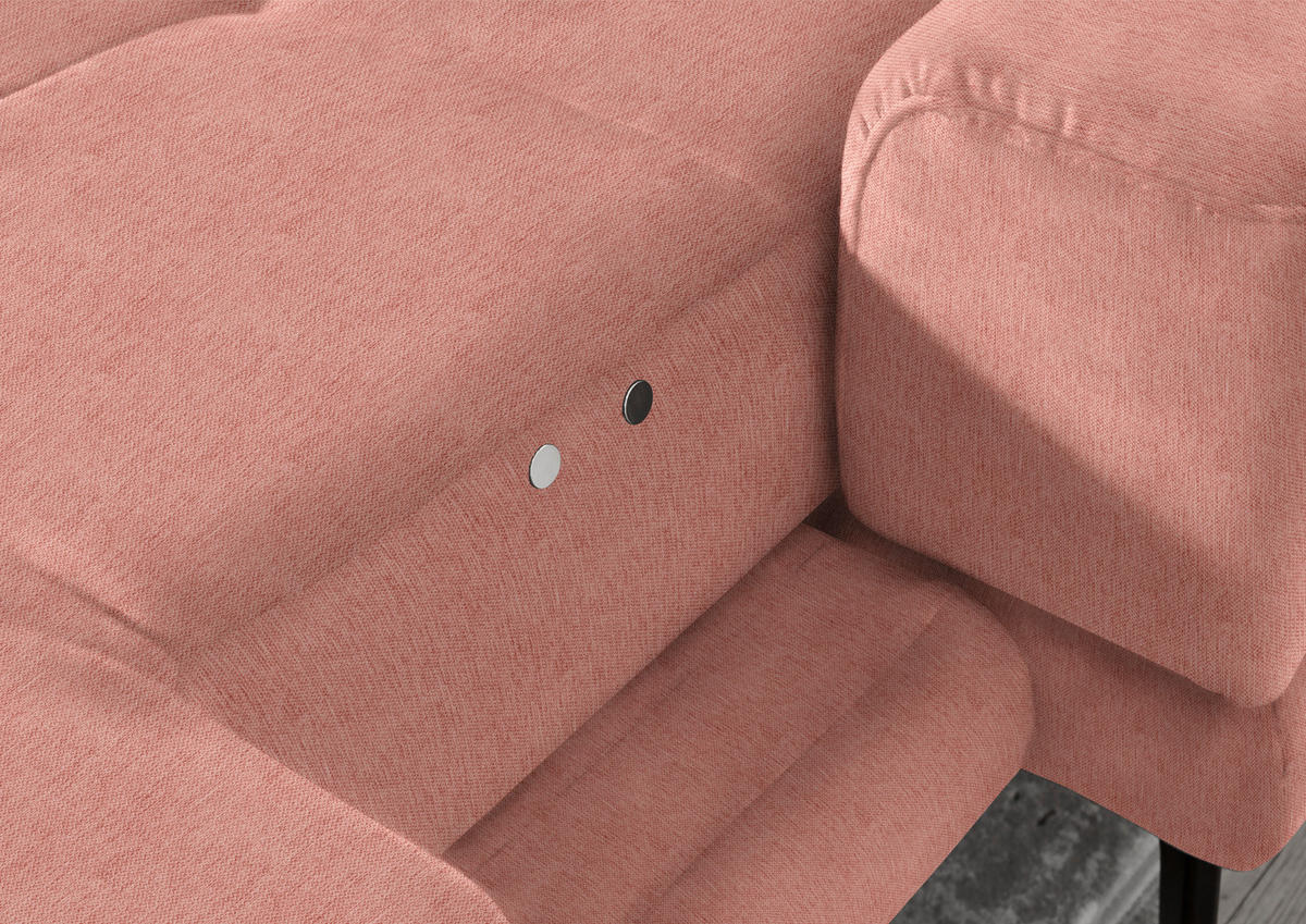 ECKSOFA in Flachgewebe Altrosa  - Schwarz/Altrosa, Design, Textil/Metall (309/190cm) - Beldomo Style