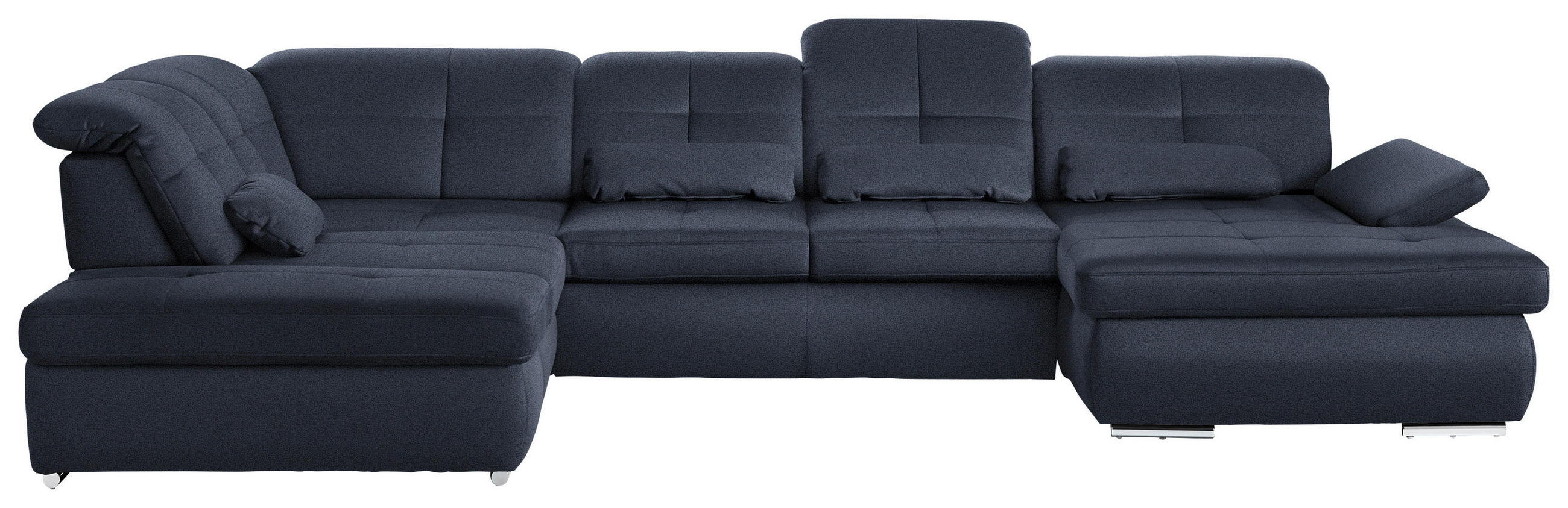 WOHNLANDSCHAFT  in Mikrofaser Blau  - Chromfarben/Blau, Design, Holzwerkstoff/Textil (260/371/195cm) - Beldomo Style