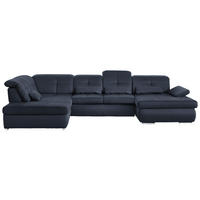 WOHNLANDSCHAFT  in Mikrofaser Blau  - Chromfarben/Blau, Design, Holzwerkstoff/Textil (260/371/195cm) - Beldomo Style