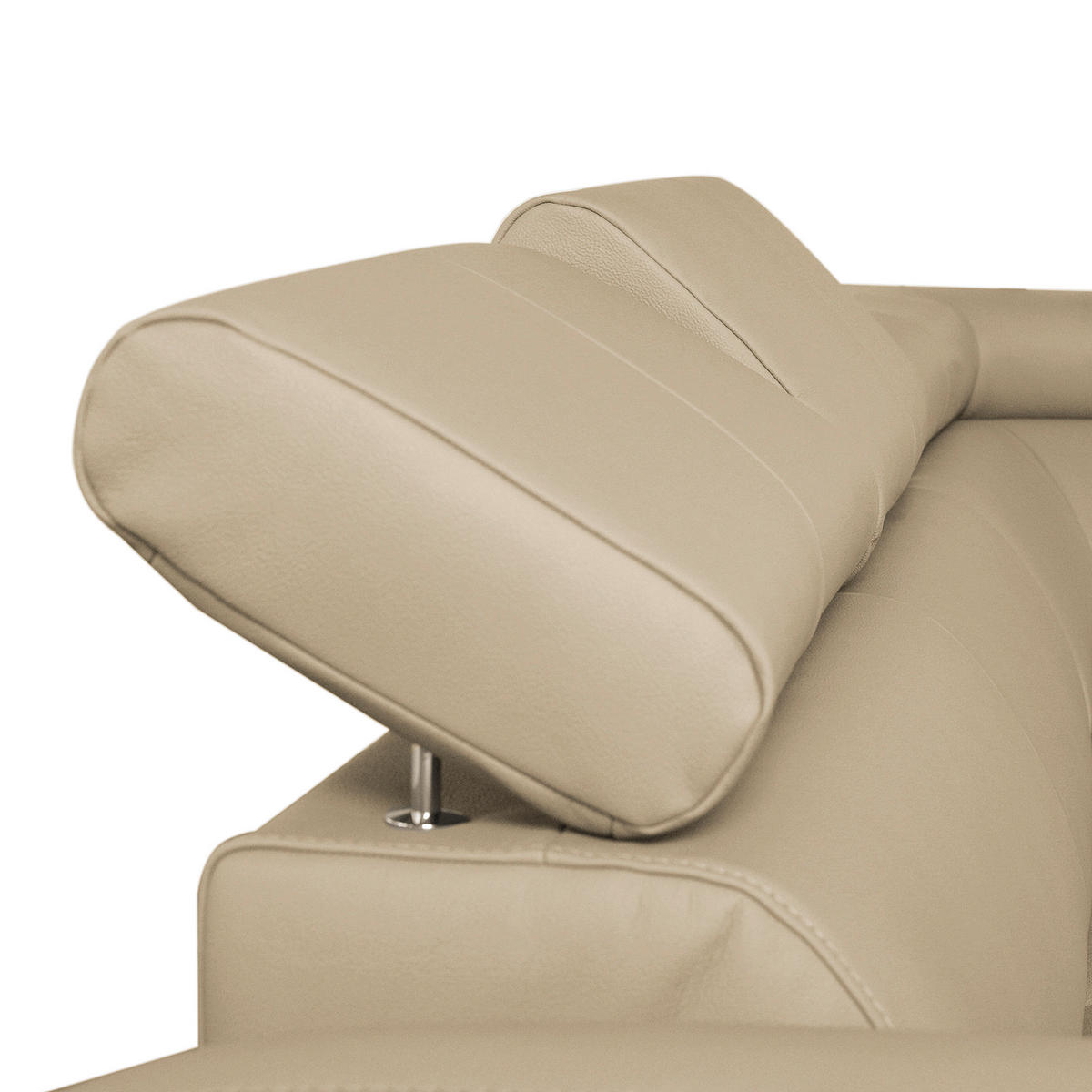 WOHNLANDSCHAFT in Lederlook Echtleder Beige  - Chromfarben/Beige, Design, Leder/Textil (175/315/208cm) - Livetastic