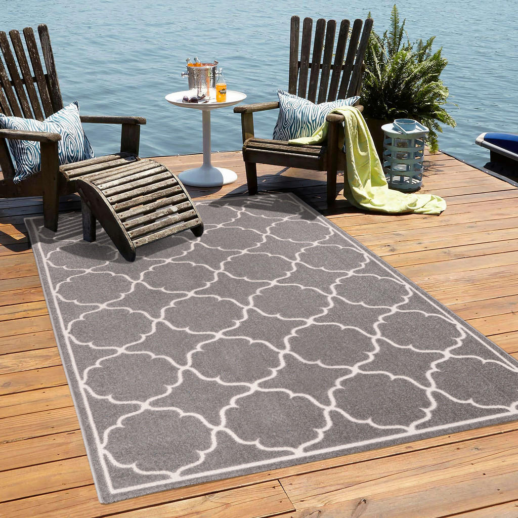 Thumbnail - Novel Outdoorteppich Berlin, Hellgrau, Textil, geometrisch, rechteckig, 240x330 cm, Oeko-Tex® Standard 100, pflegeleicht...