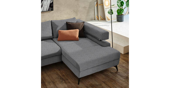 ECKSOFA Dunkelgrau Chenille  - Dunkelgrau/Schwarz, KONVENTIONELL, Textil/Metall (265/184cm) - Hom`in