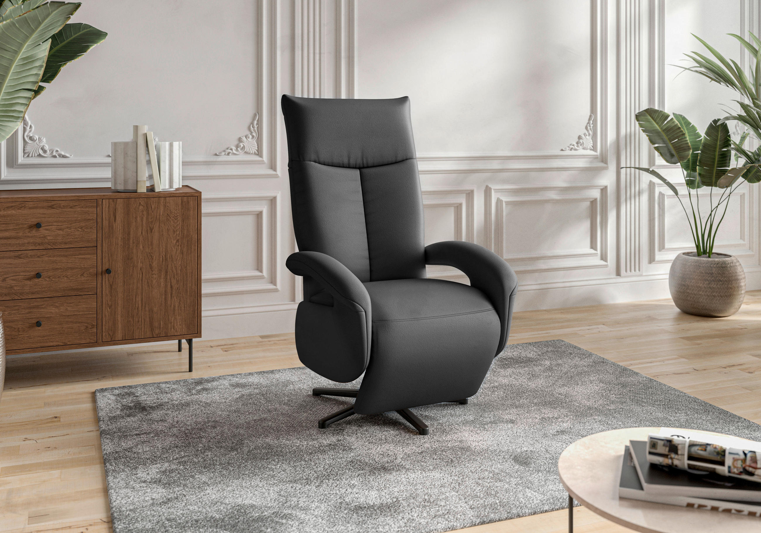 SESSEL in Echtleder Schwarz - Schwarz, Konventionell, Leder/Metall (74/112/82cm) - Sit & More