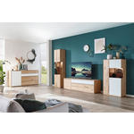 WOHNWAND  in Weiß, Eichefarben  330/204/50 cm  - Eichefarben/Silberfarben, Design, Glas/Holz (330/204/50cm) - Waldwelt