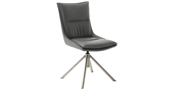 STUHL drehbar beschichtet Anthrazit, Edelstahlfarben - Edelstahlfarben/Anthrazit, Design, Textil/Metall (49/90/65cm) - Novel