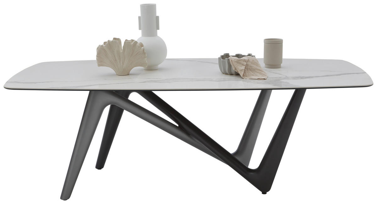 ESSTISCH in Kunststoff, Keramik 220/110/75 cm  - Anthrazit/Weiß, Design, Keramik/Kunststoff (220/110/75cm) - Dieter Knoll
