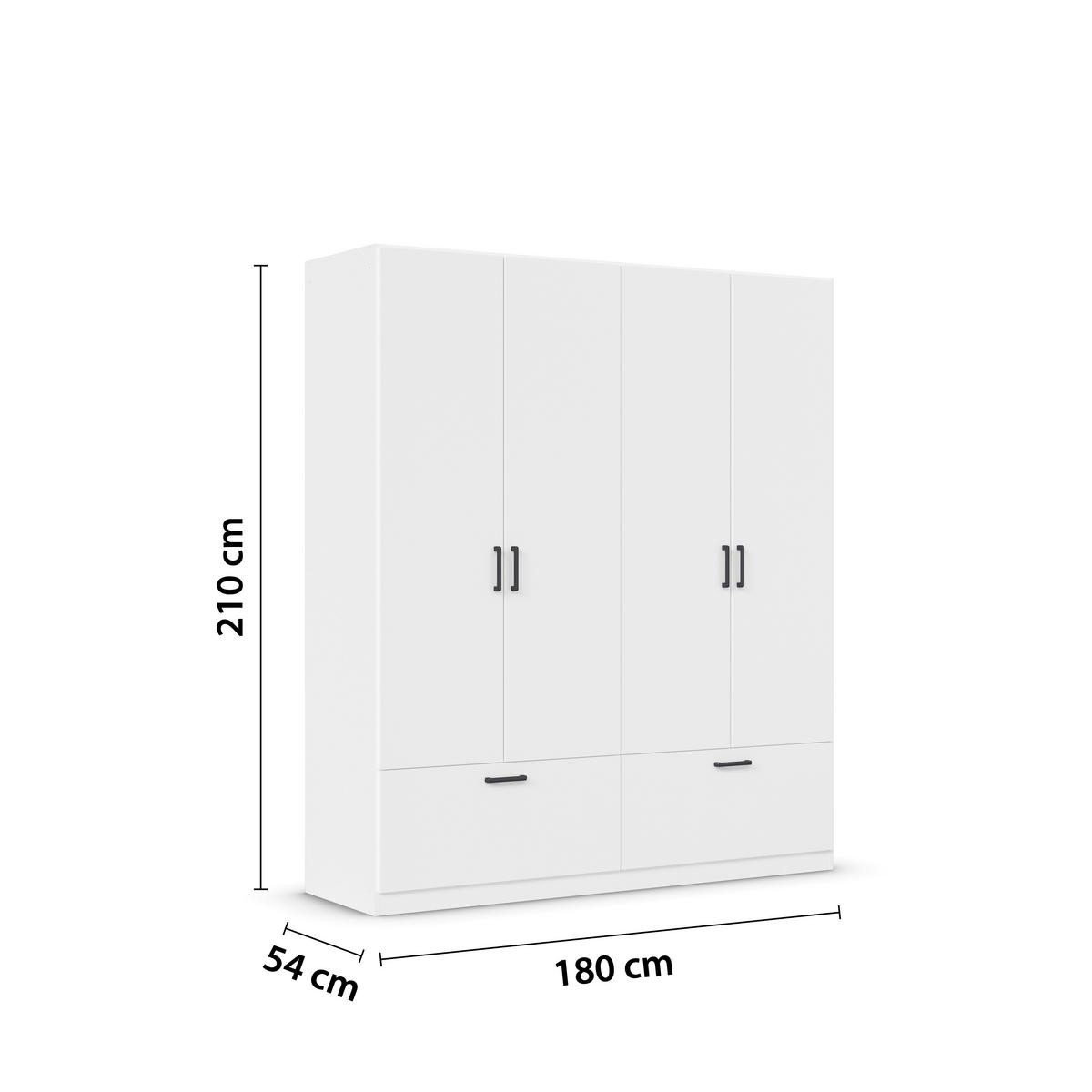 KLEIDERSCHRANK in Weiss  - Weiss/Grau, Basics, Holzwerkstoff/Metall (181/210/54cm) - Boxxx