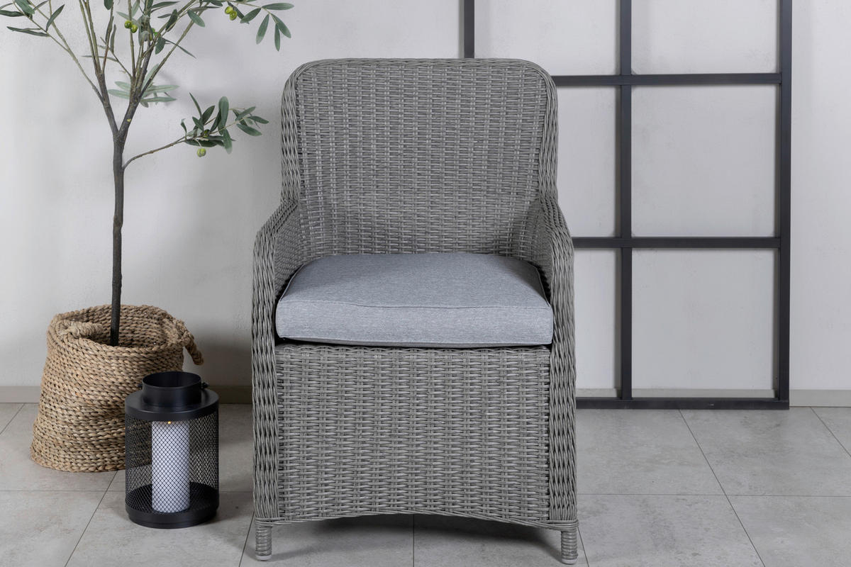 GARTENSTUHL-SET Stahl Grau  - Grau, KONVENTIONELL, Kunststoff/Textil (62/94,5/65cm) - Gardenson