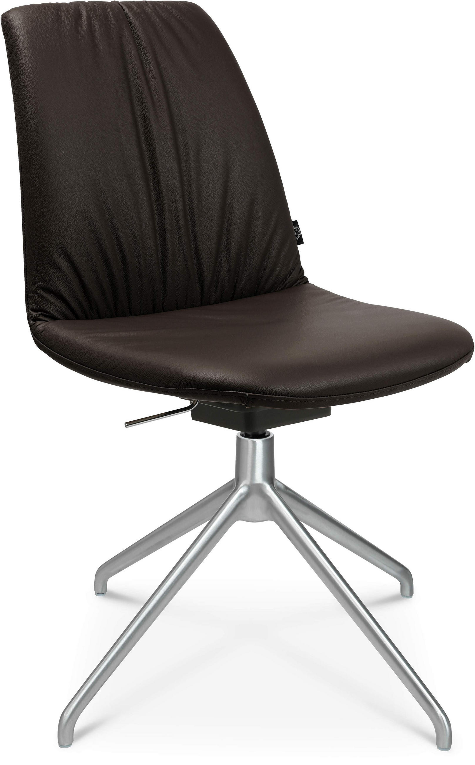 STUHL Echtleder Alufarben, Dunkelbraun  - Dunkelbraun/Alufarben, Design, Leder/Metall (46/81,5-84,5/55cm) - Johann Jakob