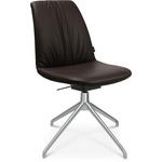 STUHL Echtleder Alufarben, Dunkelbraun  - Dunkelbraun/Alufarben, Design, Leder/Metall (46/81,5-84,5/55cm) - Johann Jakob