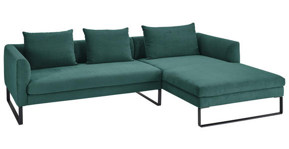 ECKSOFA  in Feincord Grün  284/178 cm  - Schwarz/Grün, KONVENTIONELL, Textil/Metall (284/178cm) - Hom`in