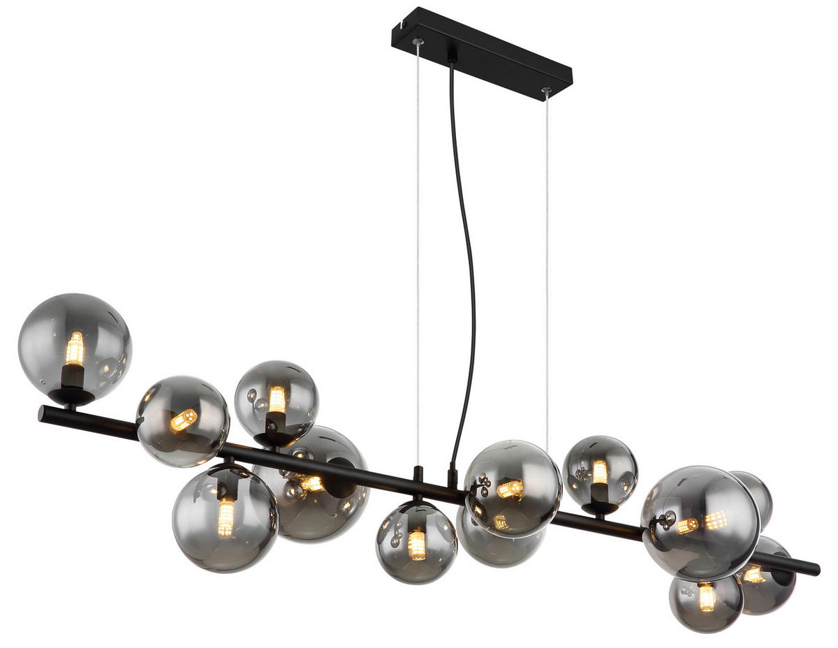 LED-HÄNGELEUCHTE 120/34,5/120 cm    - Transparent/Schwarz, Design, Glas/Kunststoff (120/34,5/120cm) - Globo