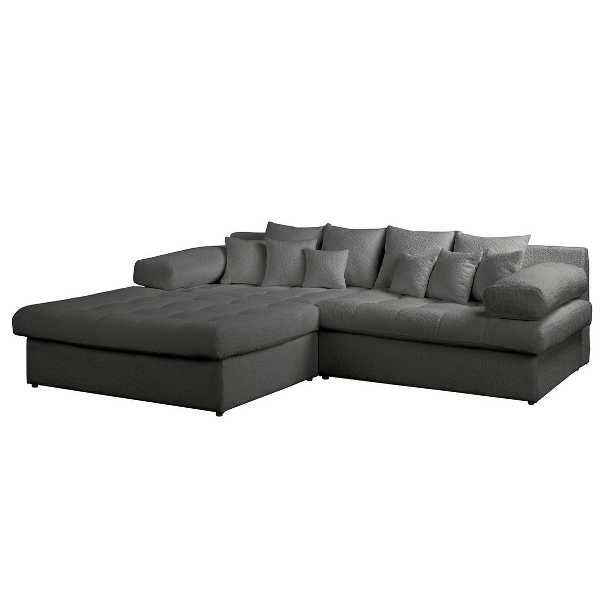 ECKSOFA Naomi in Chenille Anthrazit Rückenkissen  243/284 cm  - Anthrazit/Schwarz, Design, Kunststoff/Textil (243/284cm) - P & B