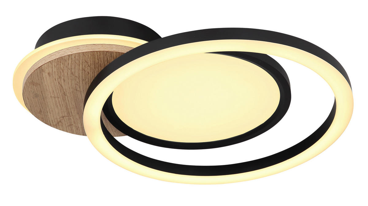 LED-DECKENLEUCHTE SID 51,5/30/10,5 cm   - Dunkelbraun/Schwarz, Design, Holzwerkstoff/Kunststoff (51,5/30/10,5cm) - Globo