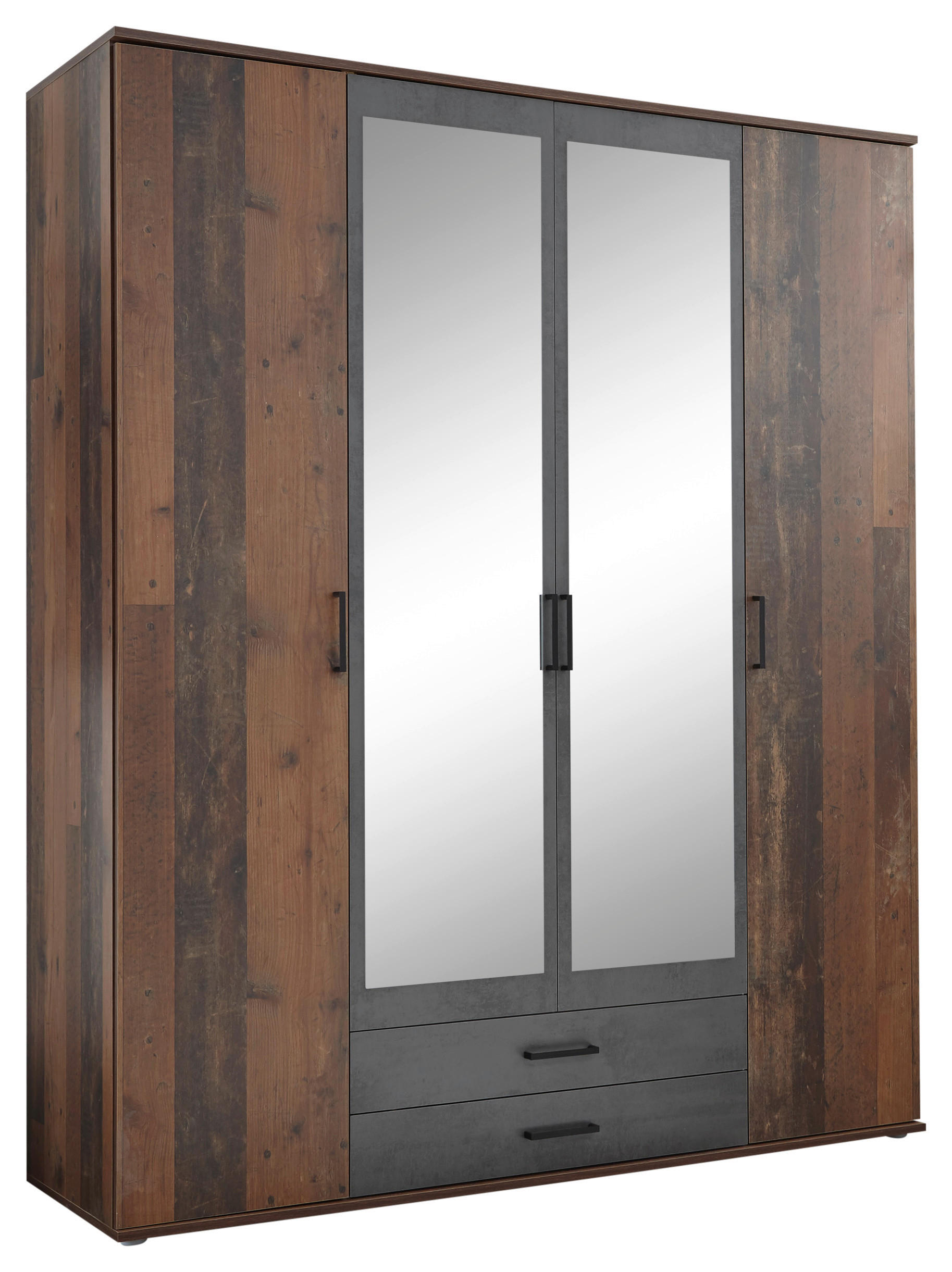 Mid.you Drehtürenschrank Akazie, Schiefer 159x196x53.5 cm