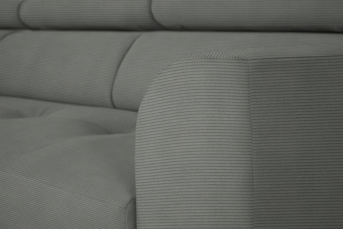 ECKSOFA in Feincord Hellgrau  - Hellgrau/Schwarz, Design, Textil/Metall (205/280cm) - MID.YOU