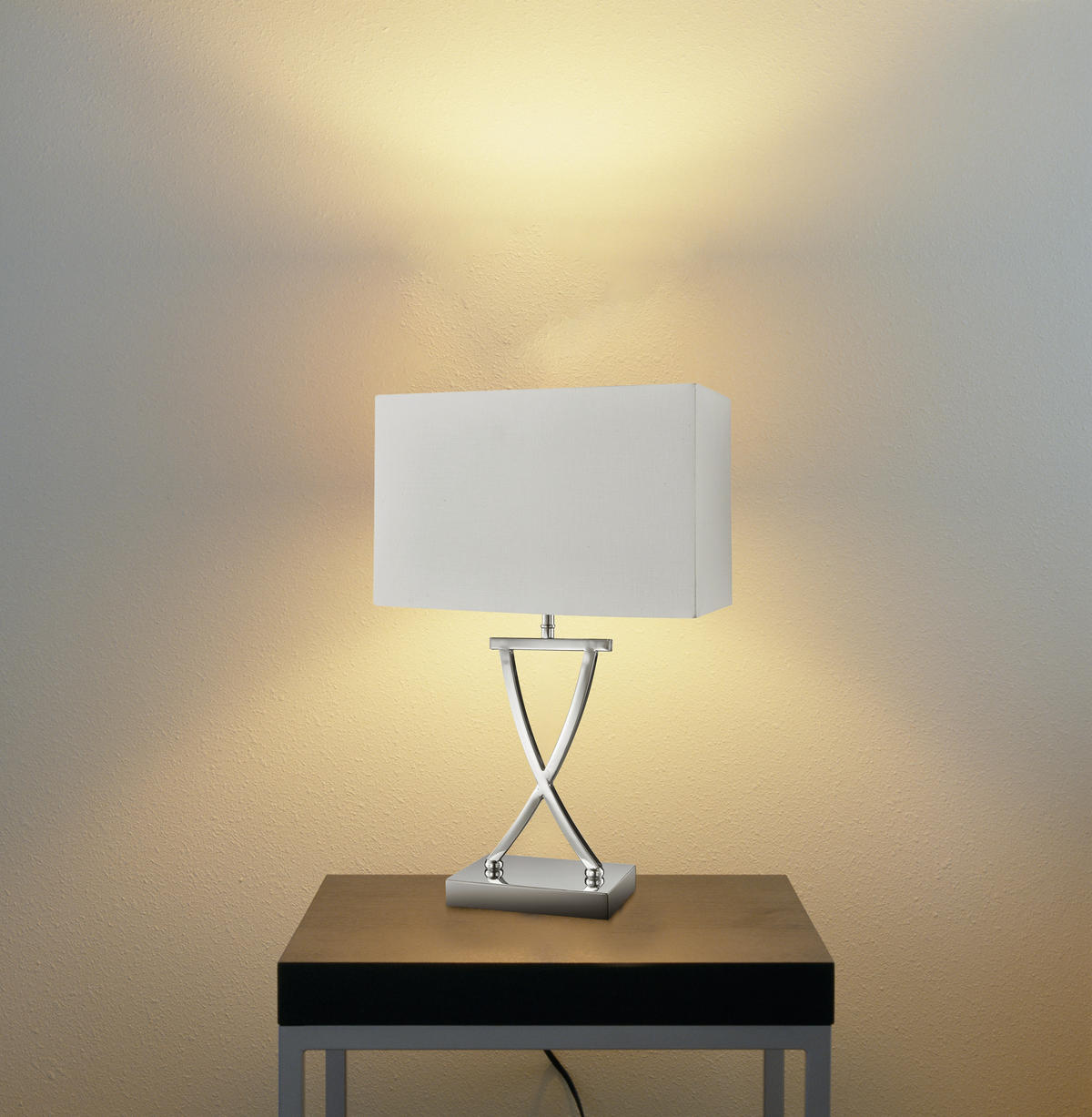BORDSLAMPA Club 31/48,5/20 cm   - vit/kromfärg, Design, metall/textil (31/48,5/20cm)