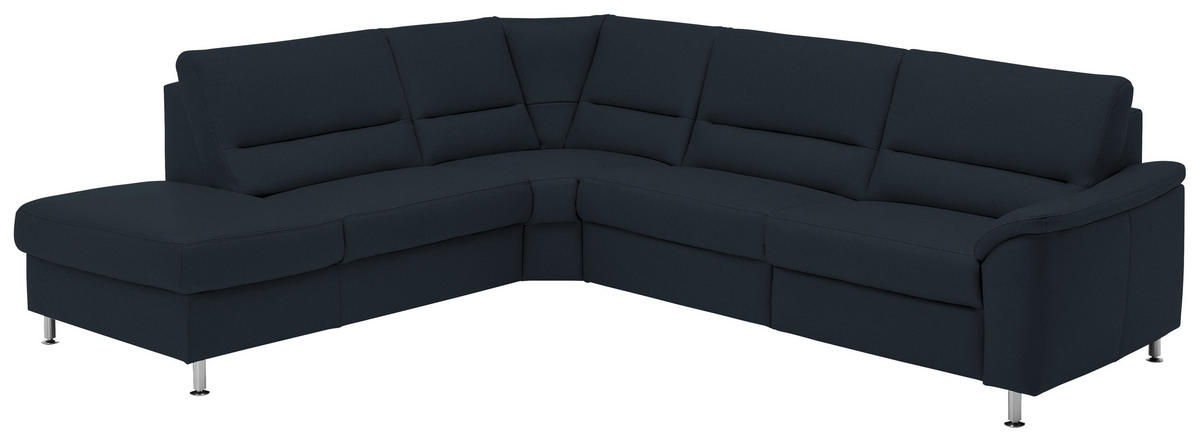 ECKSOFA in Echtleder Dunkelblau  - Alufarben/Dunkelblau, Basics, Leder/Metall (249/290cm) - Beldomo Premium