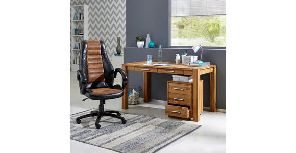 SCHREIBTISCH in Holz 140/76/70 cm - Eichefarben/Alufarben, Natur, Holz/Kunststoff (140/76/70cm) - Linea Natura