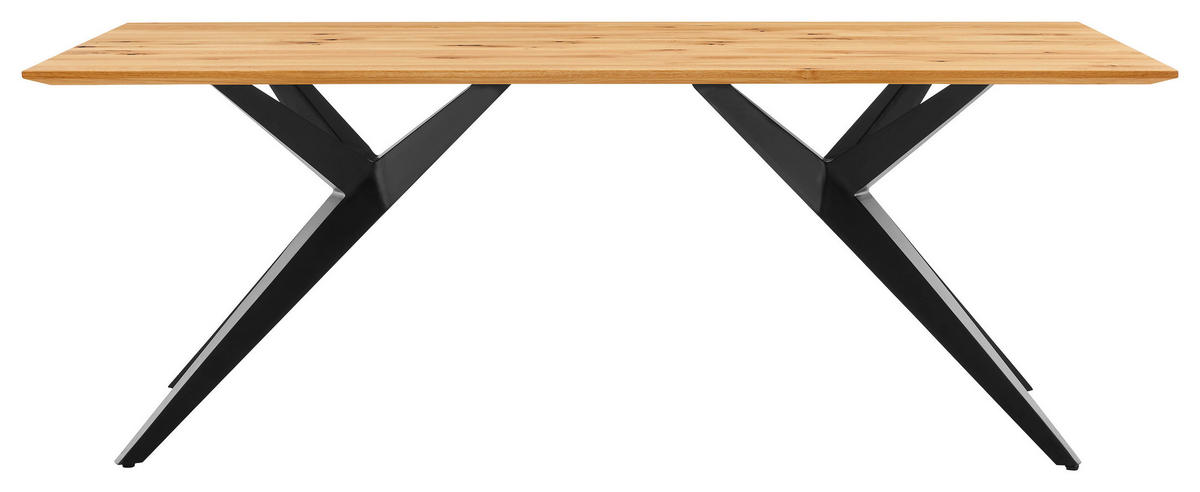 ESSTISCH 200/100/76 cm Echtholz  Holz in verschiedenen Holzarten erhältlich rechteckig Eichefarben  - Eichefarben/Schwarz, Design, Holz/Metall (200/100/76cm) - Musterring