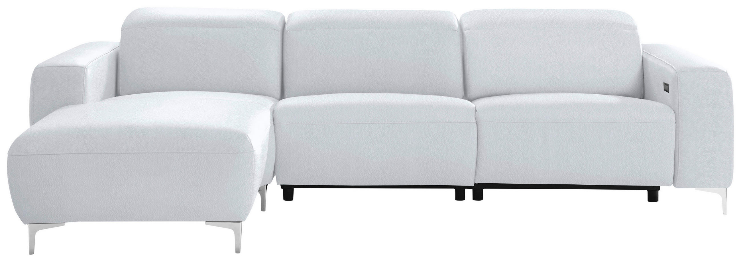 ECKSOFA in Echtleder Weiss  - Chromfarben/Weiss, Design, Leder/Metall (177/292cm) - Pure Home Lifestyle