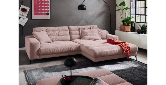 ECKSOFA Rosa Cord  - Schwarz/Rosa, Design, Textil/Metall (296/207cm) - Dieter Knoll