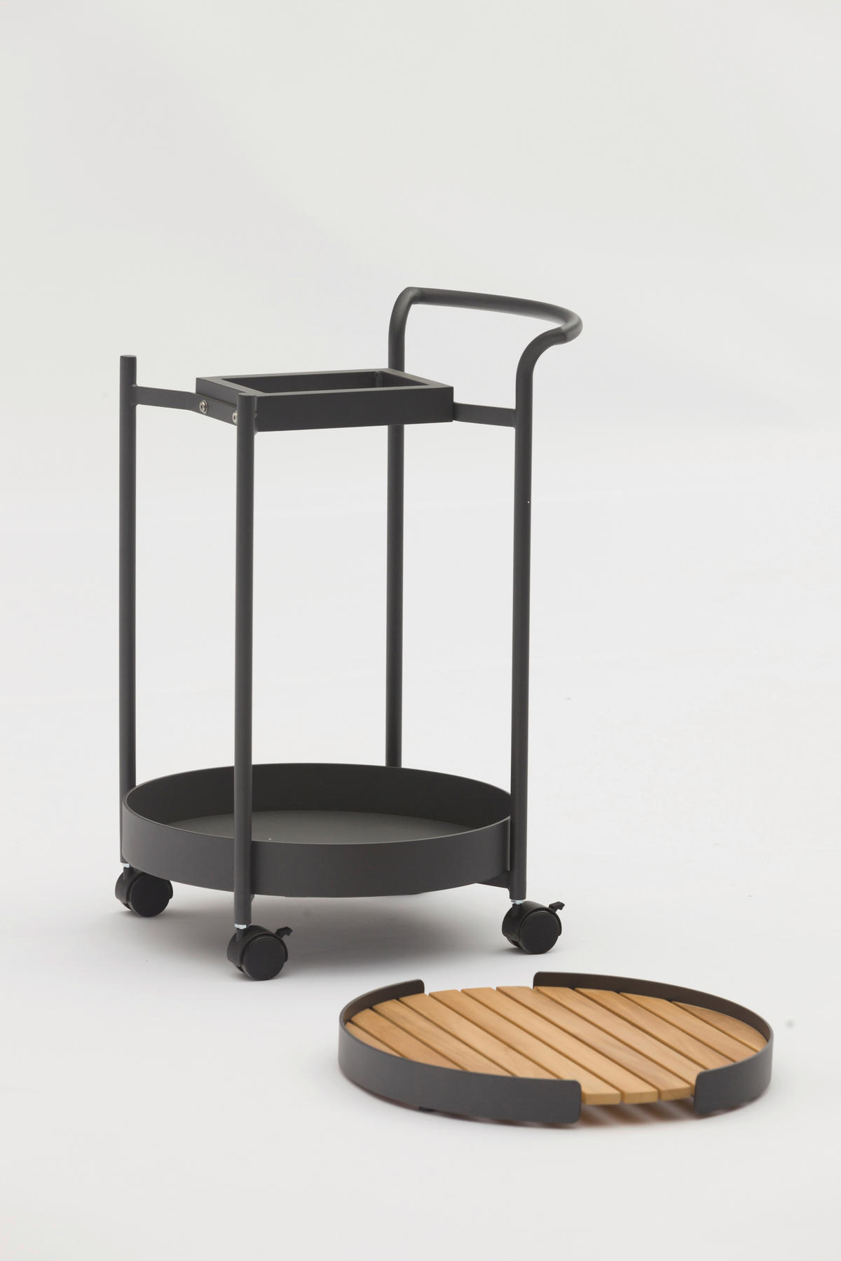 GARTENBEISTELLTISCH - Anthrazit/Teakfarben, Modern, Holz/Metall (45/51/71cm) - Zebra 