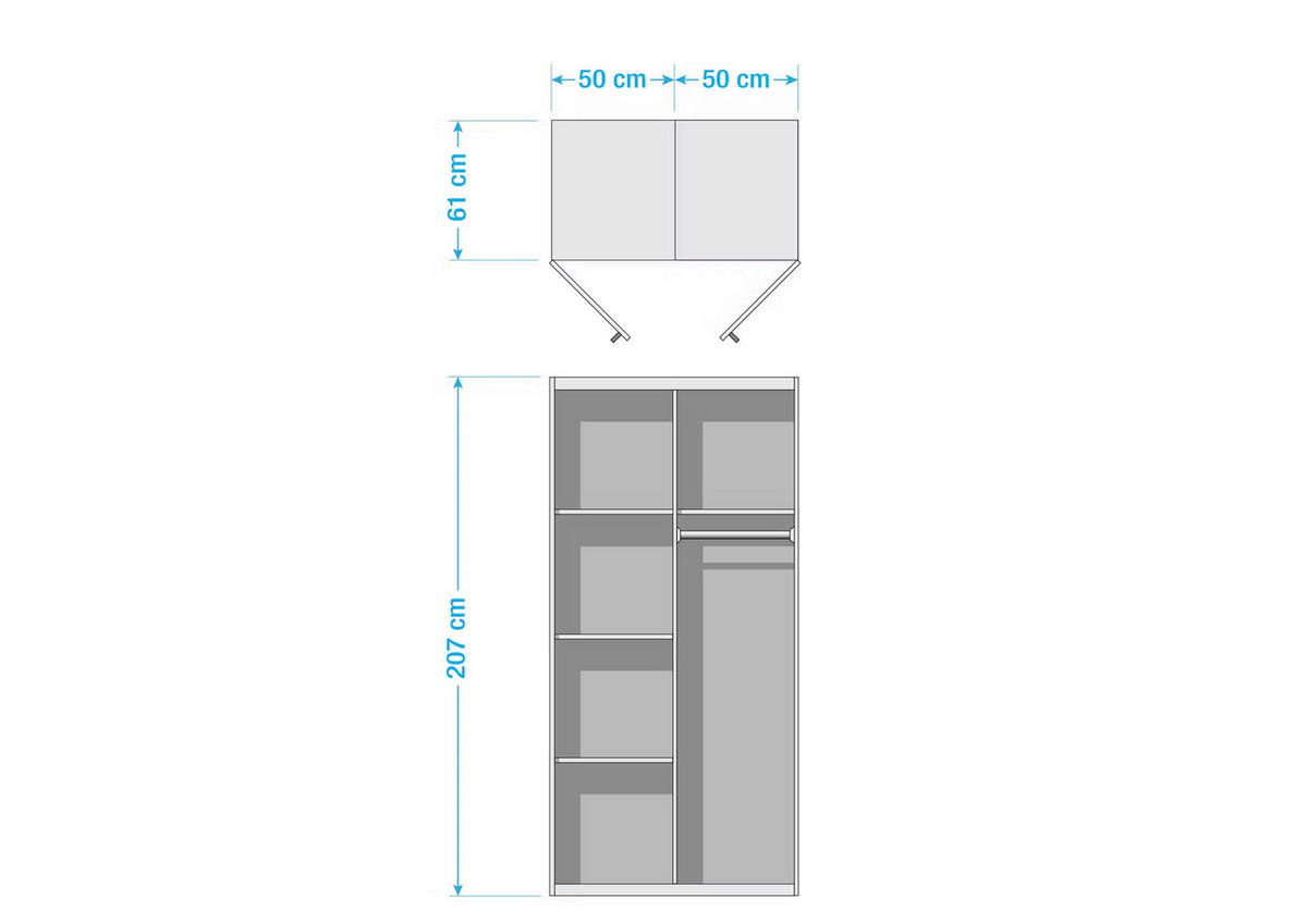 DREHTÜRENSCHRANK 102/205,5/60 cm,  in Buchefarben, 2 Tür(en)  - Chromfarben/Buchefarben, MODERN, Holz/Metall (102/205,5/60cm) - MID.YOU