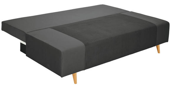 SCHLAFSOFA  in Cord, Velours Dunkelgrau  - Dunkelgrau/Buchefarben, KONVENTIONELL, Holz/Textil (191/92/89cm) - Carryhome