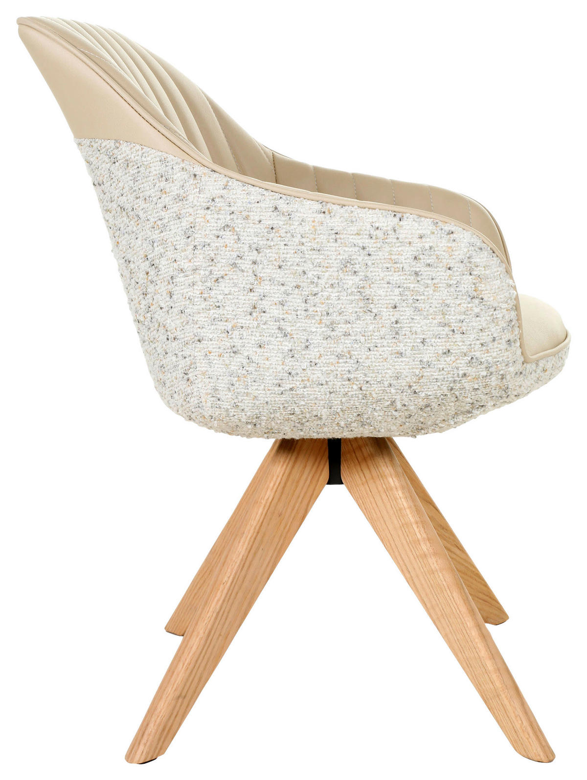 ARMLEHNSTUHL  in Chenille, Lederlook  - Eichefarben/Beige, KONVENTIONELL, Holz/Textil (60/83/65cm) - home24