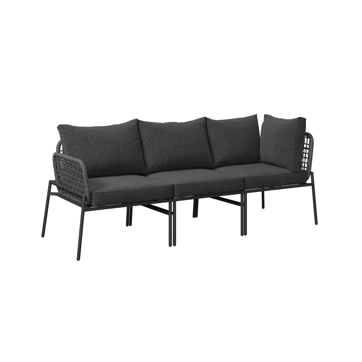 LOUNGEGARNITUR 6-teilig   Eisen  - Dunkelgrau, MODERN, Glas/Textil (198l) - Ambia Garden
