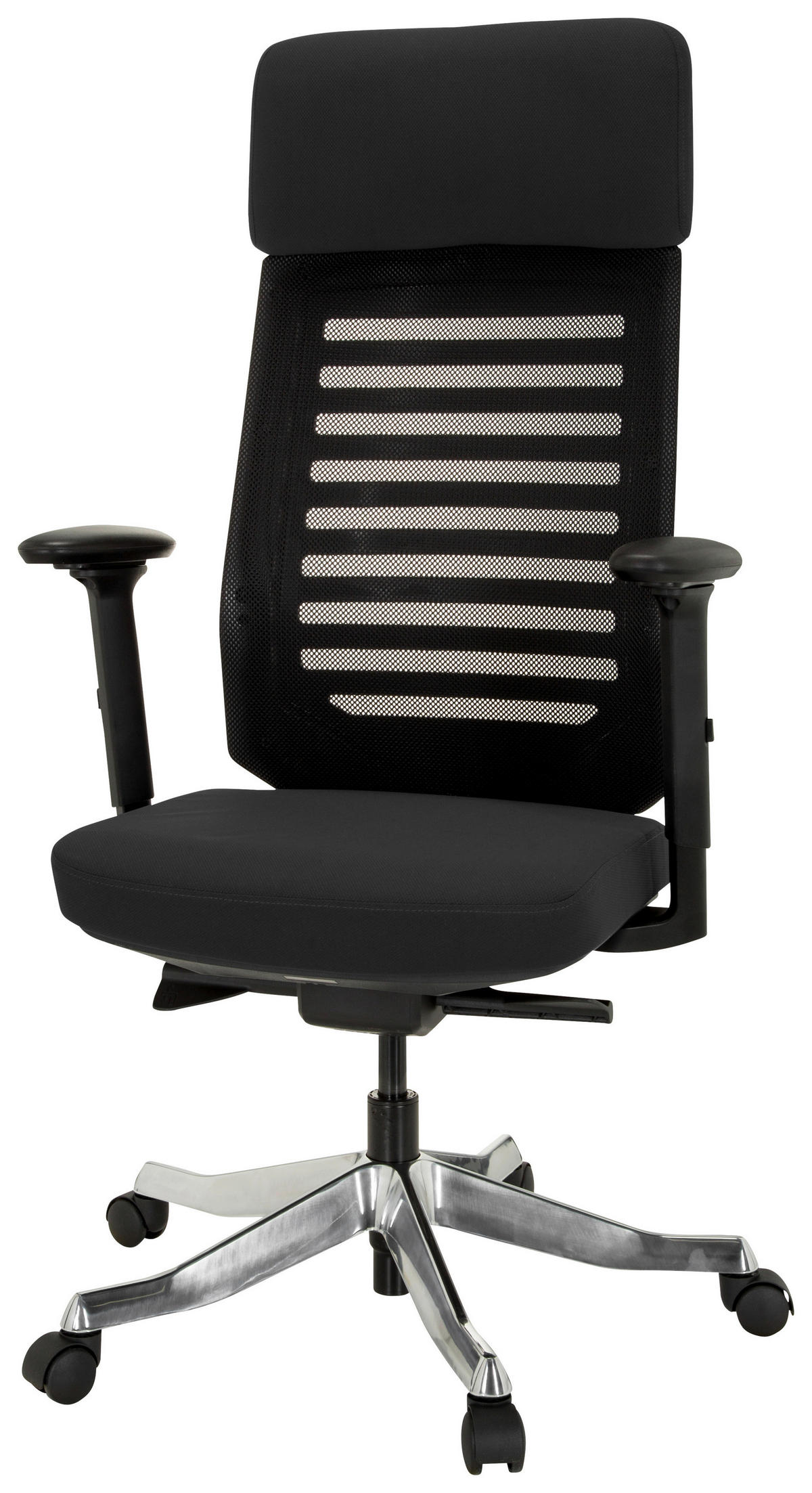 SNURRSTOL  i nätklädsel, flatväv svart  - aluminiumfärg/svart, Modern, metall/textil (68/119/55cm) - MID.YOU