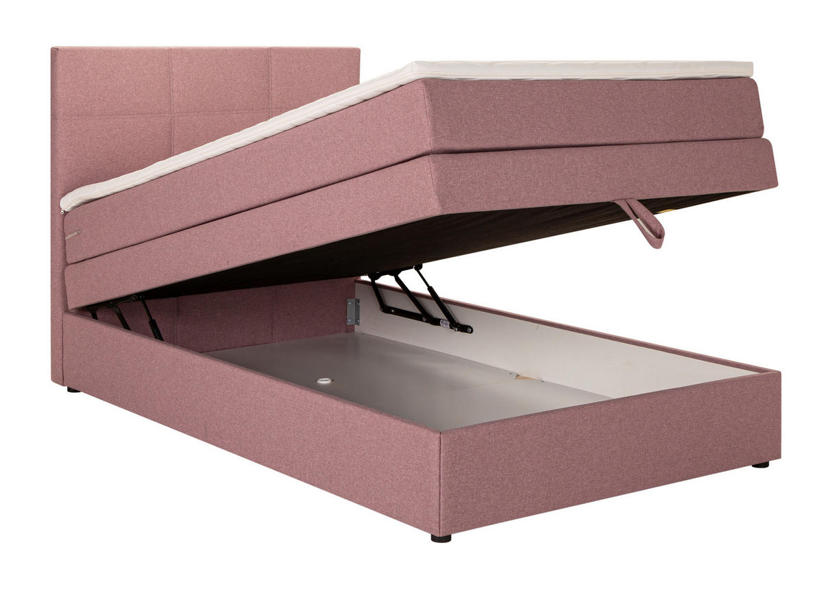 BOXSPRINGBETT 140/200 cm,  in Altrosa  - Schwarz/Altrosa, Design, Kunststoff/Textil (140/200cm) - Welnova