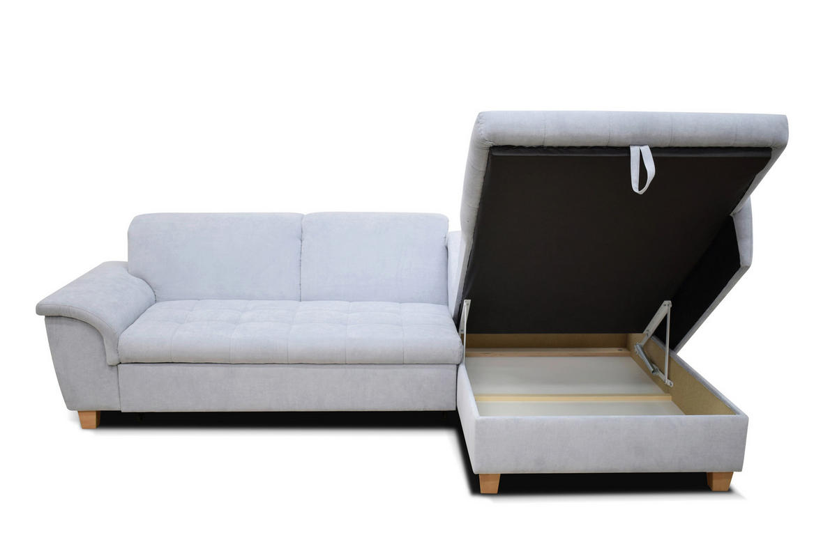 ECKSOFA Pastellblau Mikrofaser  - Pastellblau/Eichefarben, KONVENTIONELL, Holz/Textil (279/170cm) - MID.YOU