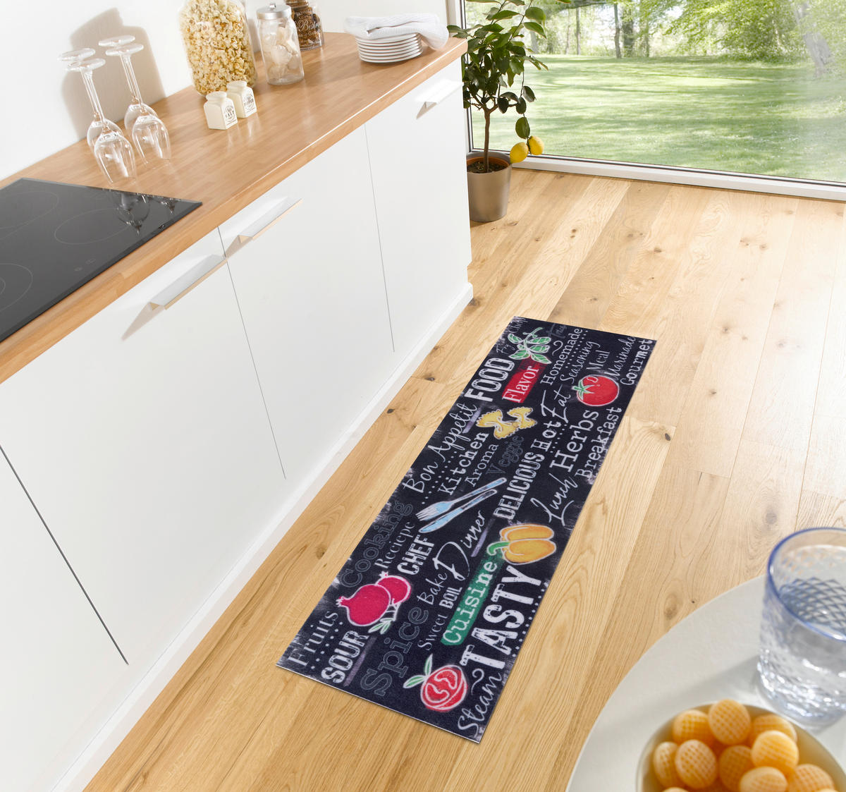 Küchenläufer (rechteckig: ca. 50/150 cm Cook & Clean Multicolor, Schwarz  - Multicolor/Schwarz, Design, Kunststoff (50/150cm)