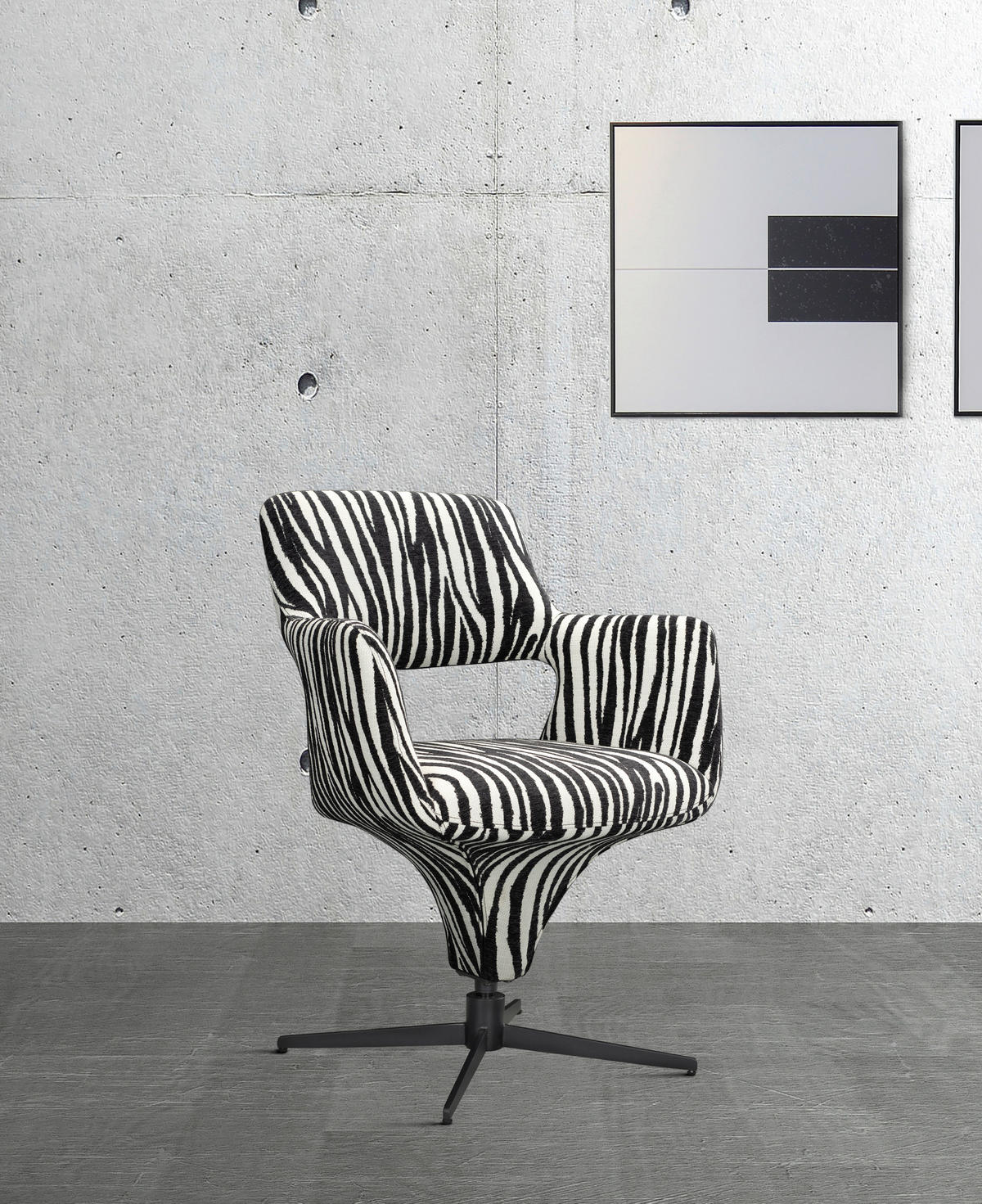 ARMLEHNSTUHL  Stoffauswahl, Sitzfläche 360° drehbar, automatische Rückholfunktion Mikrofaser  - Schwarz/Weiß, Design, Textil/Metall (61/84/63cm) - Novel