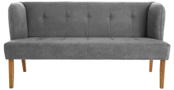 SITZBANK 179/88/76 cm Webstoff Grau Eiche vollmassiv - Eichefarben/Grau, KONVENTIONELL, Holz/Textil (179/88/76cm) - Cantus