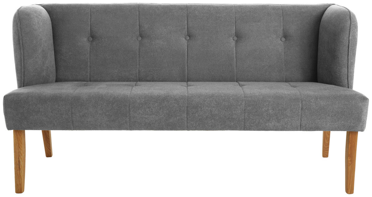 SITZBANK 179/88/76 cm Webstoff Grau Eiche vollmassiv  - Eichefarben/Grau, KONVENTIONELL, Holz/Textil (179/88/76cm) - Cantus