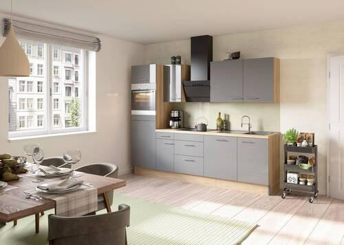 Optifit Küchenblock Anthrazit, Eiche 270 cm