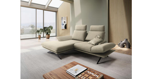 ECKSOFA  in Flachgewebe Beige  155/234 cm  - Beige/Schwarz, Design, Textil/Metall (155/234cm) - Dieter Knoll