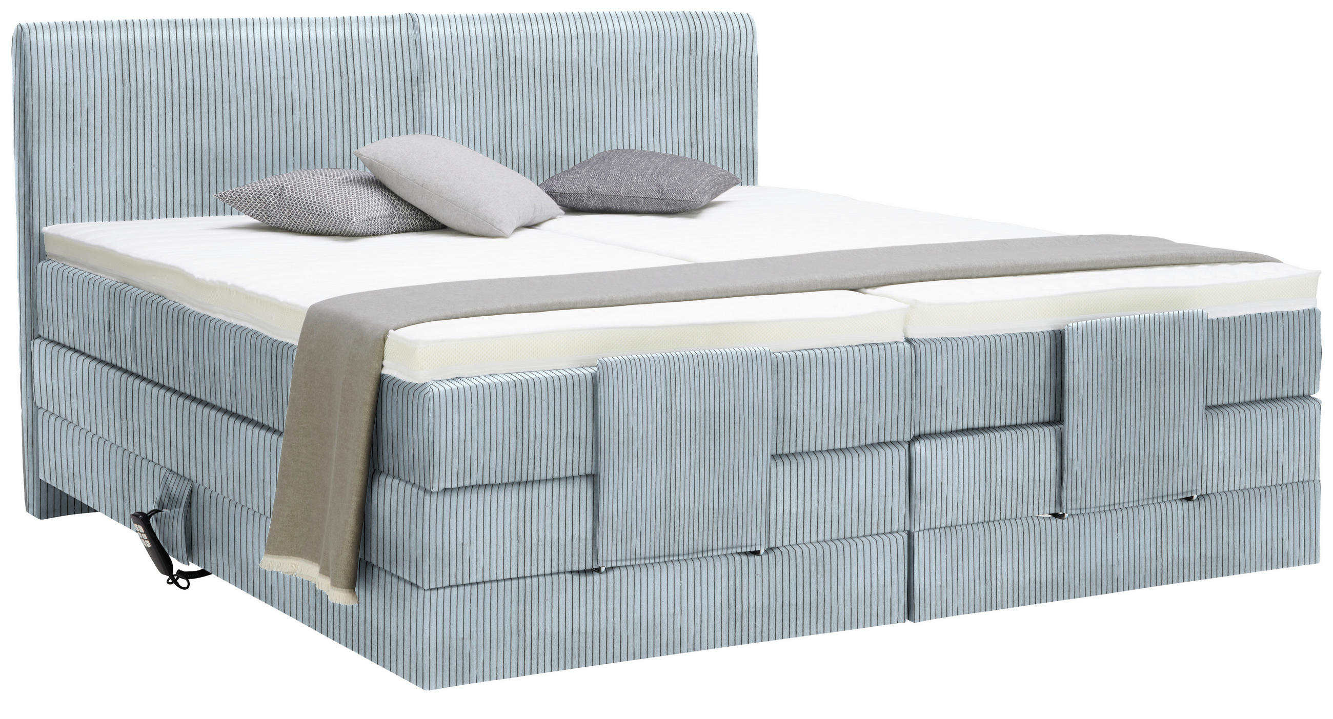 BOXSPRINGBETT 180/200 cm  in Hellblau  - Schwarz/Hellblau, Design, Kunststoff/Textil (180/200cm) - Hom`in