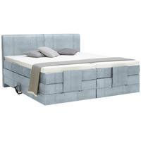 BOXSPRINGBETT 180/200 cm  in Hellblau  - Schwarz/Hellblau, Design, Kunststoff/Textil (180/200cm) - Hom`in