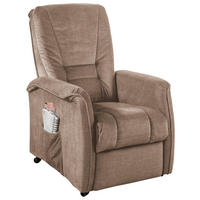 FERNSEHSESSEL in Velours Hellbraun  - Hellbraun/Schwarz, Design, Kunststoff/Textil (77/107/88cm) - Livetastic