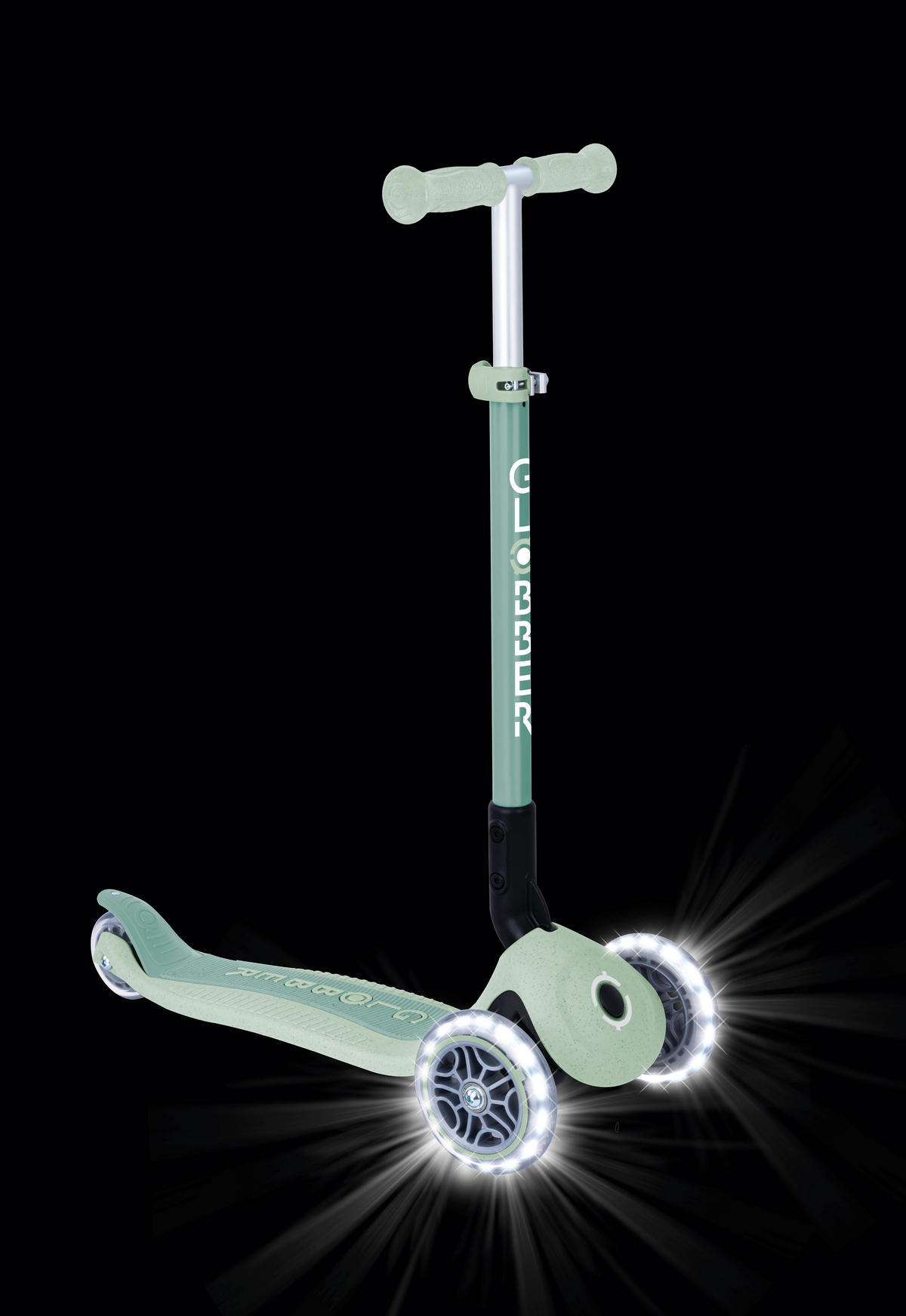KINDERSCOOTER PRIMO FOLDABLE LIGHTS ECO  - Pastellgrün, LIFESTYLE, Kunststoff/Metall (57,5/28/77,5cm) - GLOBBER