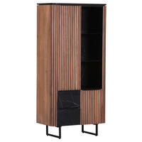 VITRINE in furniert Schwarz, Naturfarben, Akaziefarben  - Schwarz/Naturfarben, LIFESTYLE, Glas/Holzwerkstoff (75/160/42cm) - Landscape