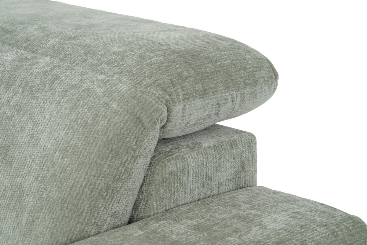 ECKSOFA Mintgrün Chenille Kopfteilverstellung, Sitztiefenverstellung  - Schwarz/Mintgrün, Design, Textil/Metall (243/307cm) - Xora